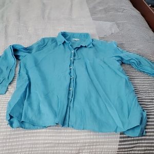 Womens Size XL Linen Shirt. J Jill. Blue.